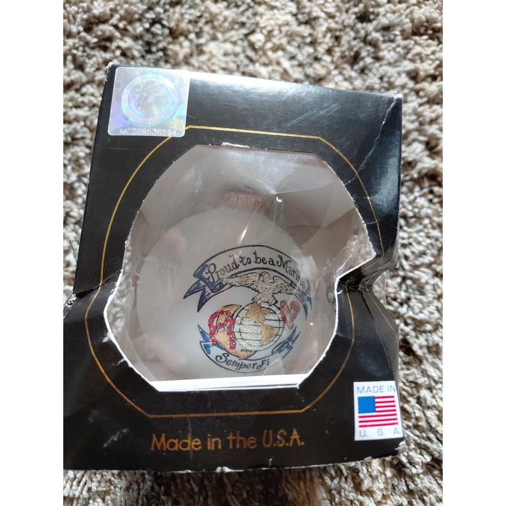 Vintage "Proud to‎ be a Marine" Christmas Glass ornament U.S. Marine Collectible